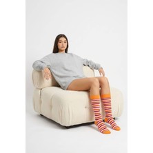 MODA1001 Kadın Çemberli Premium Dizaltı Çorabı  - Turuncu Turuncu