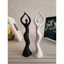 KMA Tekstil Dans Eden Kadın Heykel Takımı Iskandinav Tarzı Biblo Heykel Figür Plastik 2'li