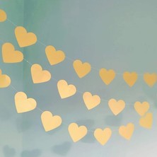 Pandoli 24 Adet Altın Renk Sıralı Kalpler Kağıt Asma Sarkıt Süs Dizisi 4 Metre