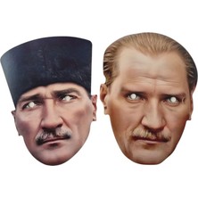 Pandoli Gösteri Için Mustafa Kemal Atatürk Lastikli Karton Gözlük Maskesi 2 Adet 25X18 cm