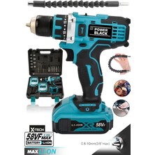 Power Black Pro-Xxc-Line Germany Technology Çift Akülü Şarjlı Matkap 24 Parça 58 Vf 5 Ah Powerblack