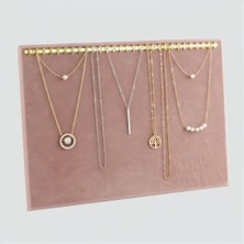 Megass Dekor Süet Kumaş Pembe Renk 34/24 cm Enine Tırnaklı Ayaklı Tesbih-Kolye-Zincir Sergileme Standı