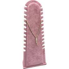 Megass Dekor Riyad Model Süet Kumaş Pembe Renk 31/11 cm Ayaklı Kolye-Halhal Sergileme Standı