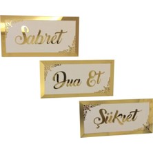 Evsay Sabret Şükret Dua Et Üçlü Pano Set Pleksi Duvar Süsü