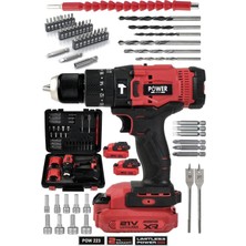 Power Black Profesyonel 21V Çift Akülü 13 mm Darbeli Şarjlı Matkap Akülü Vidalama