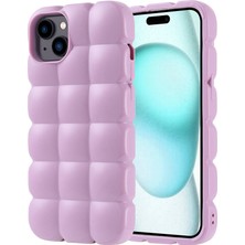 StilStoreTr Apple iPhone 15 Plus Kılıf Parlak Esnek Silikon Stsr Dom Dom Kapak-Lila