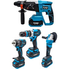 Power Black Pro 58VF Akülü Matkap & Taşlama & Kırıcı Delici Hilti & Somun Sıkma Sökme 4'lü Set