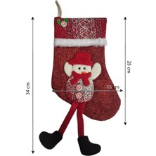 Pandoli Kaliteli Jüt Kumaş Ayaklı Kardan Adam Figürlü Yılbaşı Hediye Çorabı 25X15 cm 1 Adet