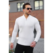 ModaSize Erkek Örgü Desen Zip Yaka Triko