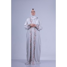 Tulteks Tülteskz Kadın Fermuarlı Tek Parça Çiçek Nakışlı Namaz Elbisesi