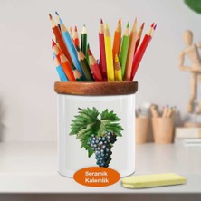 Asilmeydan Kara Üzüm Salkımı Ahşaplı Seramik Kalemlik - 53876-88222