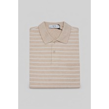 Süvari Rahat Kalıp Çizgi Desenli Polo Yaka Pamuklu Selanik Kazak