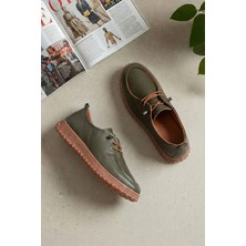 Ayakkabı Fuarı Elit ASSCL100 Kadın Hakiki Deri Casual Ayakkabı Haki