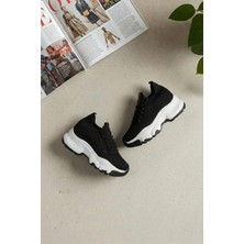 Ayakkabı Fuarı Elit YSFLT343 Kadın Klasik Sneaker Siyah - Beyaz