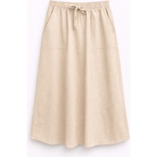 Mixray 4633 Kadın Yandan Cepli Parçalı Etek Taş