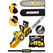 Power Black 21V Şarjlı 40CMPALA Otomatik Yağlamalı Dal Budama Makinesi Testeresi Kesim Motoru Sarı