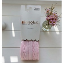 Ekinoks Örgü Desenli Dikişsiz Koton Kız Çocuk Külotlu Çorap - RYZEÇ010 - Pembe - 1 - 2  Yaş Pembe