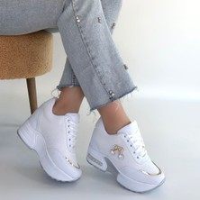 SEPET365 Wody Beyaz Cilt Simli Bağcıklı Spor Ayakkabı