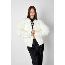 Sherin Ekru Püsküllü Triko Hırka