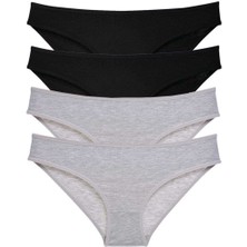 ModaSize 4 Adet Süper Eko Set Likralı Kadın Slip Külot Siyah Gri