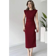 Nida Boutique Bisiklet Yaka Sıfır Kol Taş Detaylı Krep Ebise