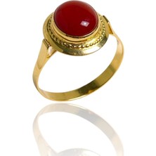 HAKAN GÜLER KUYUMCULUK 14 Ayar Altın Akik Taşlı Yüzük ( 14Y00-11)