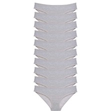 ModaSize 10 Adet Süper Eko Set Likralı Kadın Slip Külot Gri