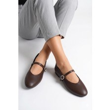 Nmoda Küt Burun Pırlanta Tokalı Kadın Babet Rahat Günlük & Şık Ayakkabı