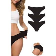 ModaSize 3 Adet Kadın Dikişsiz Lazer Kesim Esnek Iz Yapmayan Külot Siyah