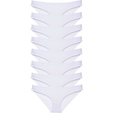 ModaSize 8 Adet Süper Eko Set Likralı Kadın Slip Külot Beyaz