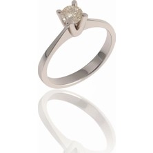 HAKAN GÜLER KUYUMCULUK  Beyaz Altın Tek Taş Yüzük ( 14TY00-29 )