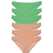 ModaSize 6 Adet Süper Eko Set Likralı Kadın Slip Külot Yeşil Ten