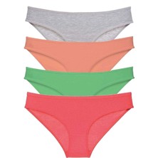 Çamaşır Kenti 4 Adet Süper Eko Set Likralı Kadın Slip Külot Gri Pudra Yeşil Fuşya