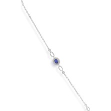 Elegant Mavi Taşlı Gümüş Bileklik – Ayarlanabilir Zincirli