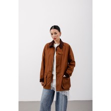 Hope And Me Oversize Mumlu Gabardin Ekose Astarlı Fermuarlı Parka