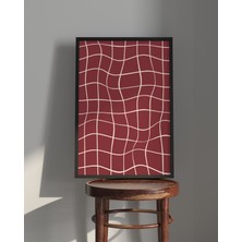Rosa Art Tablo | Ahşap Çerçeveli Tablo | Çerçeveli Poster | Bordo Renkli Soyut Tablo | Soyut, Minimal Tablo