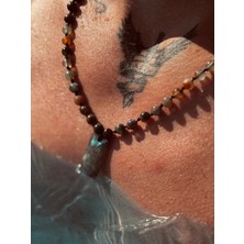 CAPO By Aytaç Yamaç Hint Akik Pirit Oniks Labradorit Doğaltaş Minimalist Dikdörtgen Erkek Kolye