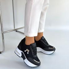 SEPET365 Wody Siyah Cilt Simli Bağcıklı Spor Ayakkabı