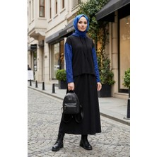 Sim Detaylı Kapüşonlu Ikili Takım 2221-02 Siyah Saks