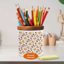 Asilmeydan Renkli Kedi Desenleri Ahşap Seramik Kalemlik - 2147611296