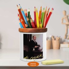 Asilmeydan Kürsüde Mustafa Kemal Atatürk Ahşap Seramik Kalemlik - atatrk95