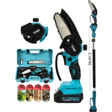 Power Black Otomatik Yağlamalı Yağ Hazneli 2 Metre Teleskobik Set Testere Çift Pala Çift Zincir
