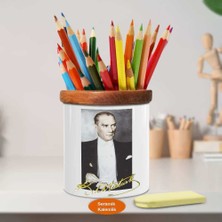 Asilmeydan Asil Duruş Mustafa Kemal Atatürk Ahşap Seramik Kalemlik - 15 (1)