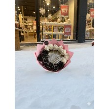 Vibecomtr Aynalı Siyah Beyaz Gül Buketi ( Bu Senin Çiçeğin Aynadaki Benim Çiçeğim) Sevgiliye Anneye