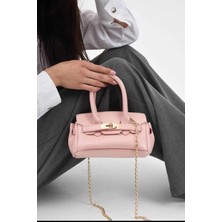Özüm Takı Çanta Kadın Küçük Boy Zincir Askı El ve Omuz Kol Çanta Pudra