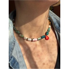 CAPO By Aytaç Yamaç Ham Kesim Doğal Taş ve Gerçek Inci Detaylı Çakra Choker Kolye