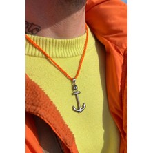 CAPO By Aytaç Yamaç Denizci Çapa Halat Zincir Ipli Çelik Kolye Neon Turuncu