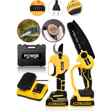 Power Black Germany 2'li Set Çift Akülü Bağ Makası ve Budama Testeresi Makinesi Sarı