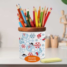 Asilmeydan Sevimli Kardan Adam Desenleri Seramik Kalemlik - 8365-40