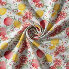 Podyum Baskı Limonlu Desenli Dijital Baskılı Döşemelik Koltuk Kumaşı, Kırlent, Minder Kaplama Kumaşı
